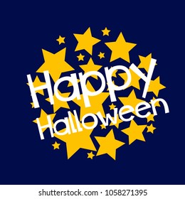 happy halloween label or sign with star background