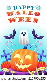 Happy Halloween, laughing pumpkin. Suitable for events