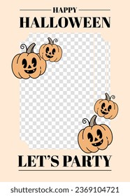 Happy Halloween, let's party. cute yellow pumpkin
