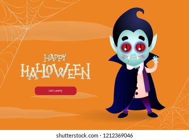 Happy Halloween, lets party lettering with Dracula. Invitation design. Typed text, calligraphy. For leaflets, brochures, invitations, posters or banners.