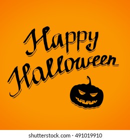 Happy Halloween lettering banner design. Template vector illustration for holiday greeting card