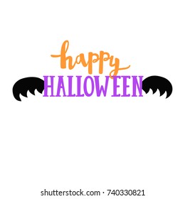 Happy Halloween lettering  with bat wings