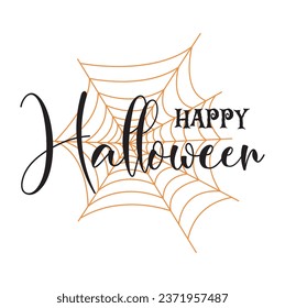 Happy Halloween lettering, brush calligraphy. Handwritten Halloween typography print for flyer, poster, greeting card, banner. Hand drawn decorative design element.