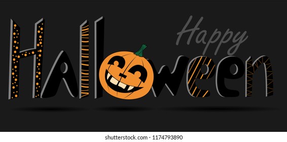 Happy Halloween. Lettering, calligraphy. Vector congratulatory poster. T-shirt design, T-shirt print.