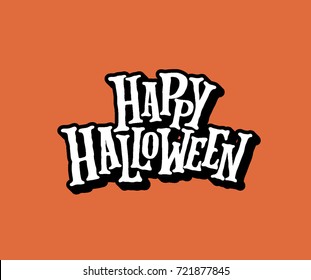 Happy Halloween lettering comic text. Vector illustration.