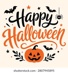 Happy Halloween lettering in elegant handwritten calligraphy with decorative spider web and flying bats creating a festive seasonal typography design Perfect for greeting cards invitations posters banners flyers party decorations social media prints stickers scrapbooking apparel mugs tote bags printable crafts digital projects and commercial use Clean modern flat style with a spooky yet friendly holiday theme suitable for autumn celebrations Halloween events and creative branding High quality isolated typography artwork designed for personal and commercial design projects. 

#Halloween #HappyHalloween #HalloweenTypography #HalloweenLettering #HalloweenCalligraphy #Spooky #Autumn #SpiderWeb #Bats #HolidayDesign #GreetingCard #PosterDesign #Invitation #Typography #Handwritten #SeasonalDesign #Printable #Clipart #FlatDesign #CommercialUse