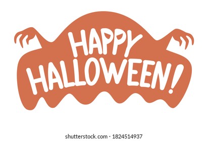 Happy halloween lettering with ghost concept.Vector happy halloween banners from halloween collection.