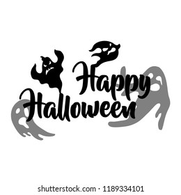 Happy Halloween Lettering Ghost Theme Greeting