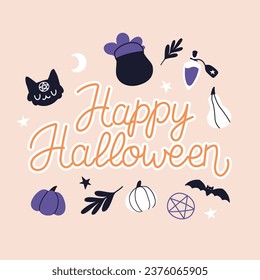 Happy Halloween lettering Greeting card