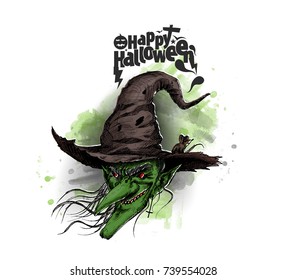 Happy Halloween! Lettering greeting cards for all holidays series, Hand Drawn Sketch Vector illustration.