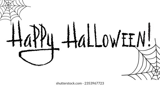 Happy halloween lettering. Hand drawn digital illustration. Vector background.