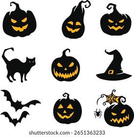 Happy Halloween lettering. Handwritten calligraphy with spider web and bats for greeting cards, posters, banners, flyers and invitations. Happy Halloween text, holiday background