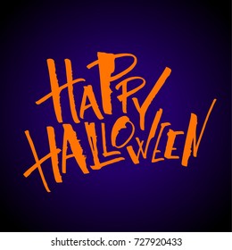 Happy Halloween lettering. Handwritten modern calligraphy, vector illustration. Template for banners, posters, merchandising, cards or photo overlays.