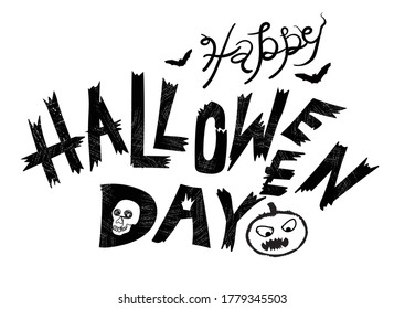 Happy Halloween lettering, Handwritten Halloween typography. Hand drawn decorative design element. vector illustration