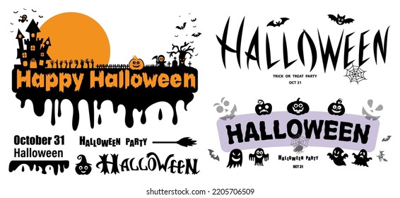 Happy Halloween lettering. Handwritten Halloween typography print for flyer, poster, greeting card, banner. Vector illustration.