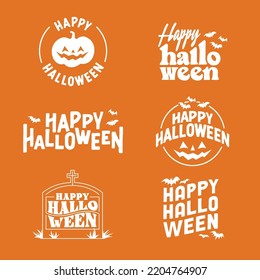 Happy Halloween lettering. Holiday badge for banner, poster, greeting card or party invitation. Vector illustration.