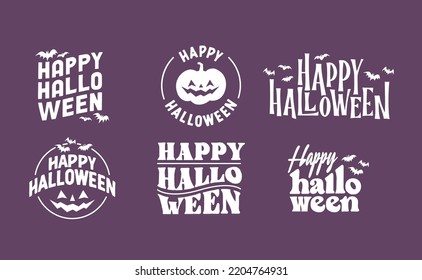 Happy Halloween lettering. Holiday badge for banner, poster, greeting card or party invitation. Vector illustration.