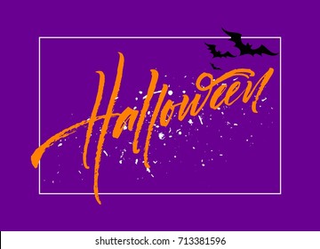 Happy Halloween lettering. Holiday calligraphy for banner, poster, greeting card, party invitation. Vector illustration EPS10