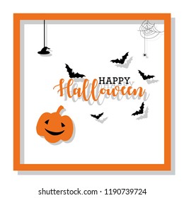 Happy Halloween Lettering with icon silhouette