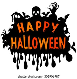 Happy Halloween lettering on a black background