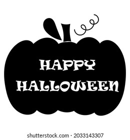 Happy Halloween - lettering on pumpkin silhouette. Vector illustration. 