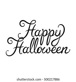 Happy Halloween lettering on white background