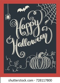 Happy Halloween lettering poster. Vector illustration calligraphy for halloween poster, banner, greeting card, invitation.