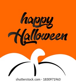 Happy Halloween lettering with pumpkin. Halloween template. Vector illustration