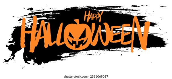 Happy Halloween lettering scary banner. Vector illustration isolated on white background.