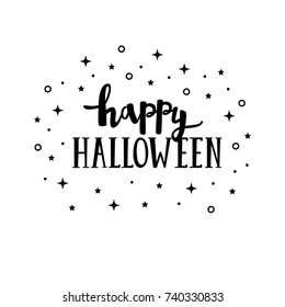 Happy Halloween lettering with stars. Vector illustration