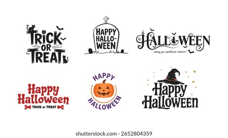 Happy Halloween Lettering Sticker set ,halloween poster, Halloween tshirt , Halloween party, horror Background
