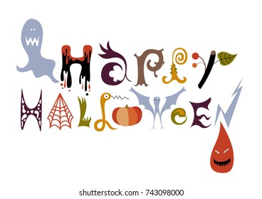 Happy Halloween lettering symbols