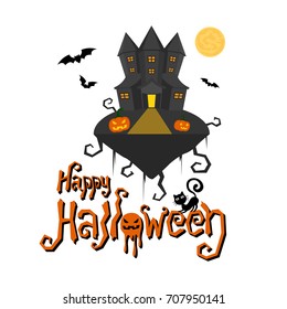 Happy Halloween lettering. Text and vector elements. Vector illustration, isolated on white background
