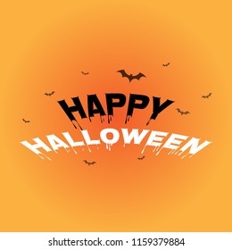 Happy Halloween lettering typography design with bats vector illustration.
