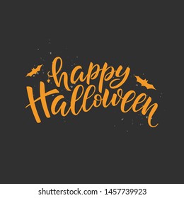 Happy Halloween lettering, vector brush calligraphy. Handwritten Halloween typography print for flyer, poster, greeting card, banner. Hand drawn decorative design element.