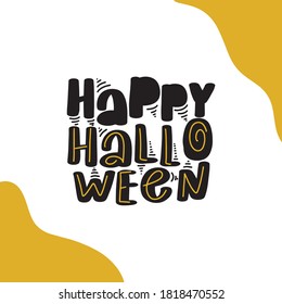 Happy Halloween lettering, vector brush calligraphy. Handwritten Halloween typography print for flyer, poster, greeting card, banner. Hand drawn decorative design element.