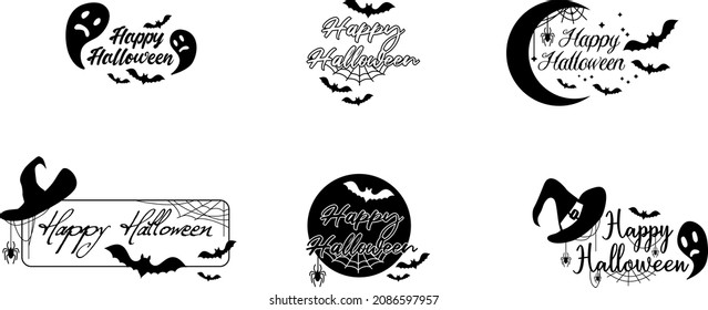 Happy Halloween lettering, vector brush calligraphy. Handwritten Halloween typography print for flyer, poster, greeting card, banner. Hand drawn decorative design element.