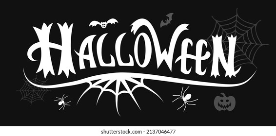 Happy Halloween lettering, vector brush calligraphy. Handwritten Halloween typography print for flyer, poster, greeting card, banner. Hand drawn decorative design element.