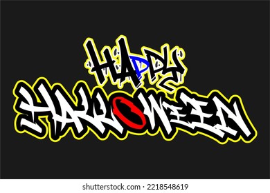 happy halloween lettering vector design with a cool and unique lettering style. with a combination of bright colors such as white, red and blue
