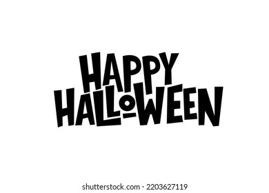 Happy Halloween lettering, vector holiday quote. Handwritten Halloween typography print for flyer, poster, greeting card, banner. Hand drawn decorative design element.