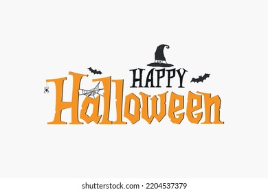 Happy Halloween lettering, vector holiday quote. Handwritten Halloween typography print for flyer, poster, greeting card, banner. Hand drawn decorative design element.