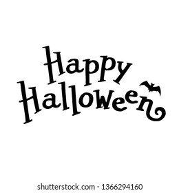 Happy Halloween Lettering. Vector Illustration. Black Text isolated on White Background. Hand Written Decorative Design for Ctltbration, Party, Card, Invitation, Poster. Banner, Web