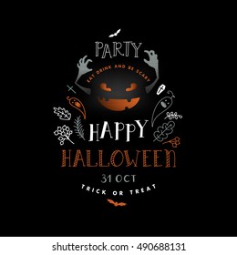 Happy Halloween lettering. Vector illustration.