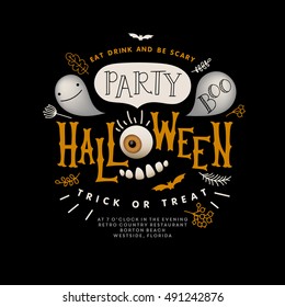 Happy Halloween lettering. Vector illustration.