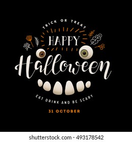Happy Halloween lettering. Vector illustration.