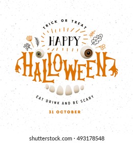 Happy Halloween lettering. Vector illustration.