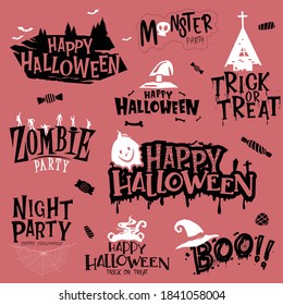 Happy halloween lettering vector Web calligraphy for banner poster greeting card party invitation isolated illustration