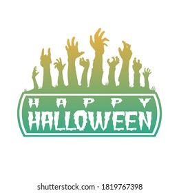 Happy Halloween, Lettering Vintage Halloween Design. Frame ornament vector style. Decoration Design Zombie Hands Silhouette illustration.