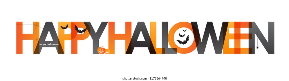 HAPPY HALLOWEEN letters banner with symbols