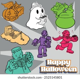 Happy Halloween Line color minimal